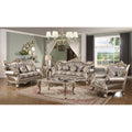 Ariel Champagne And Blue Living Room Set