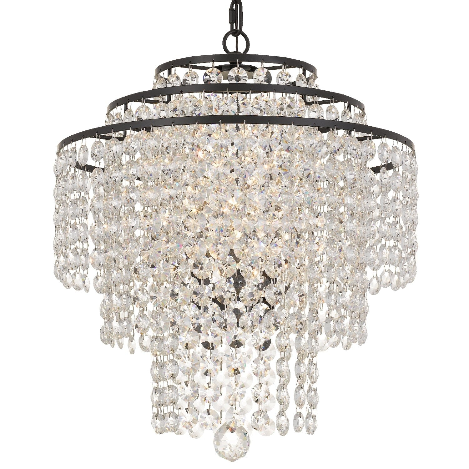 Arielle 3 Light Dark Bronze Crystal Chandelier