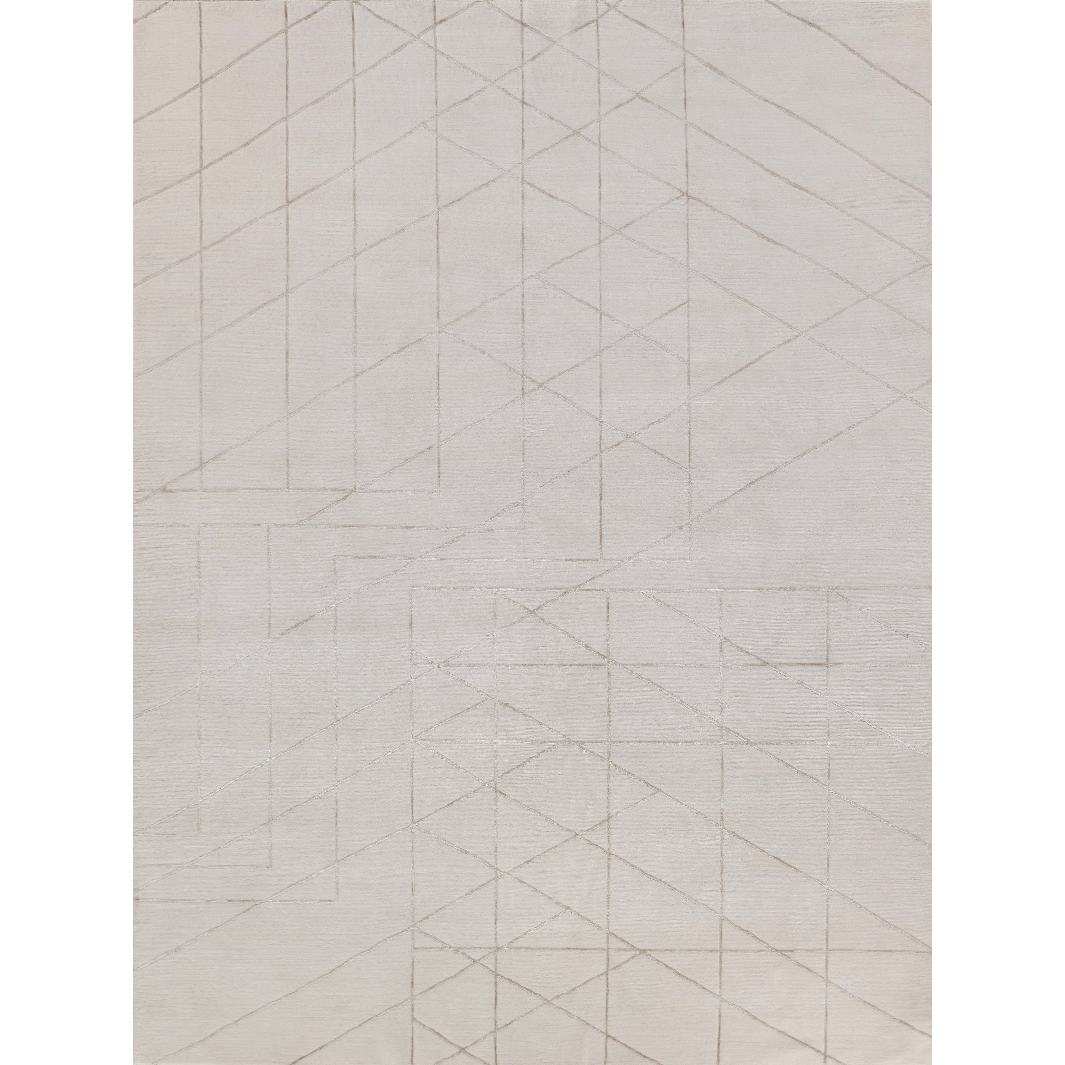 Aries Hand Knotted Wool Bamboo Silk Light Beige Area Rug