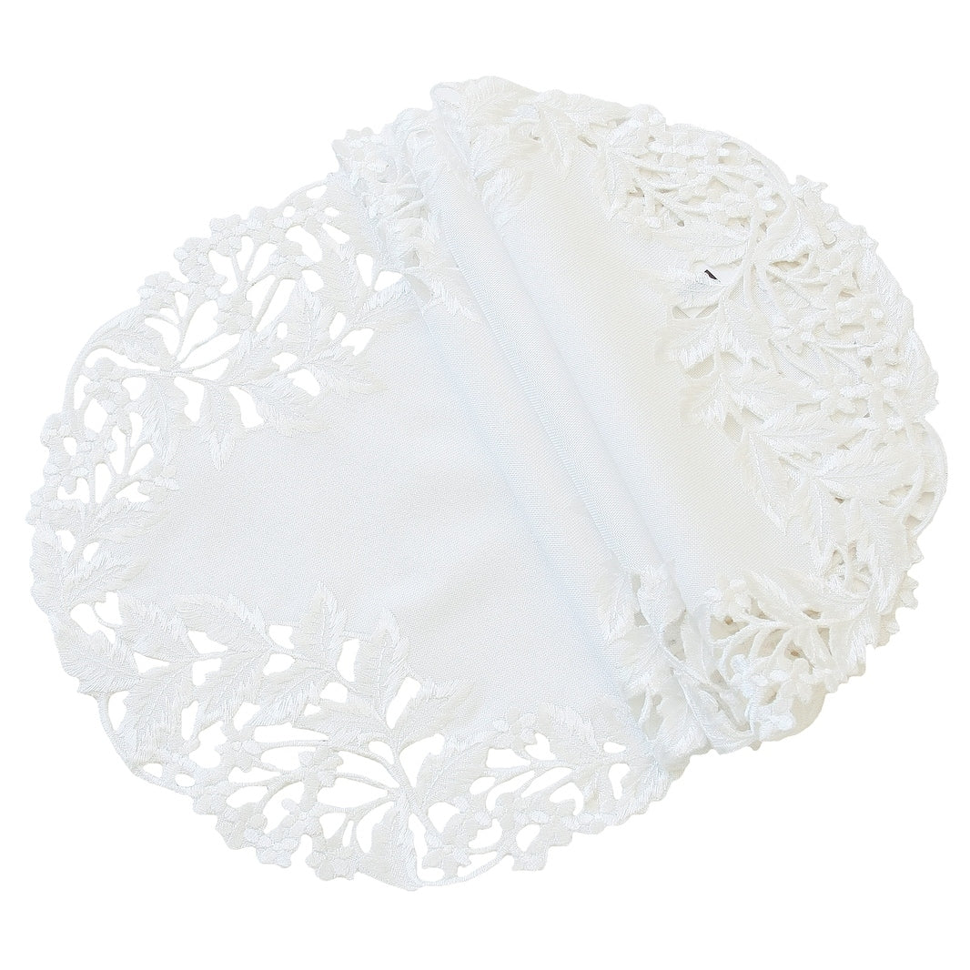 Arietta Embroidered Cutwork Round Doily 8 Inch Set Of 4