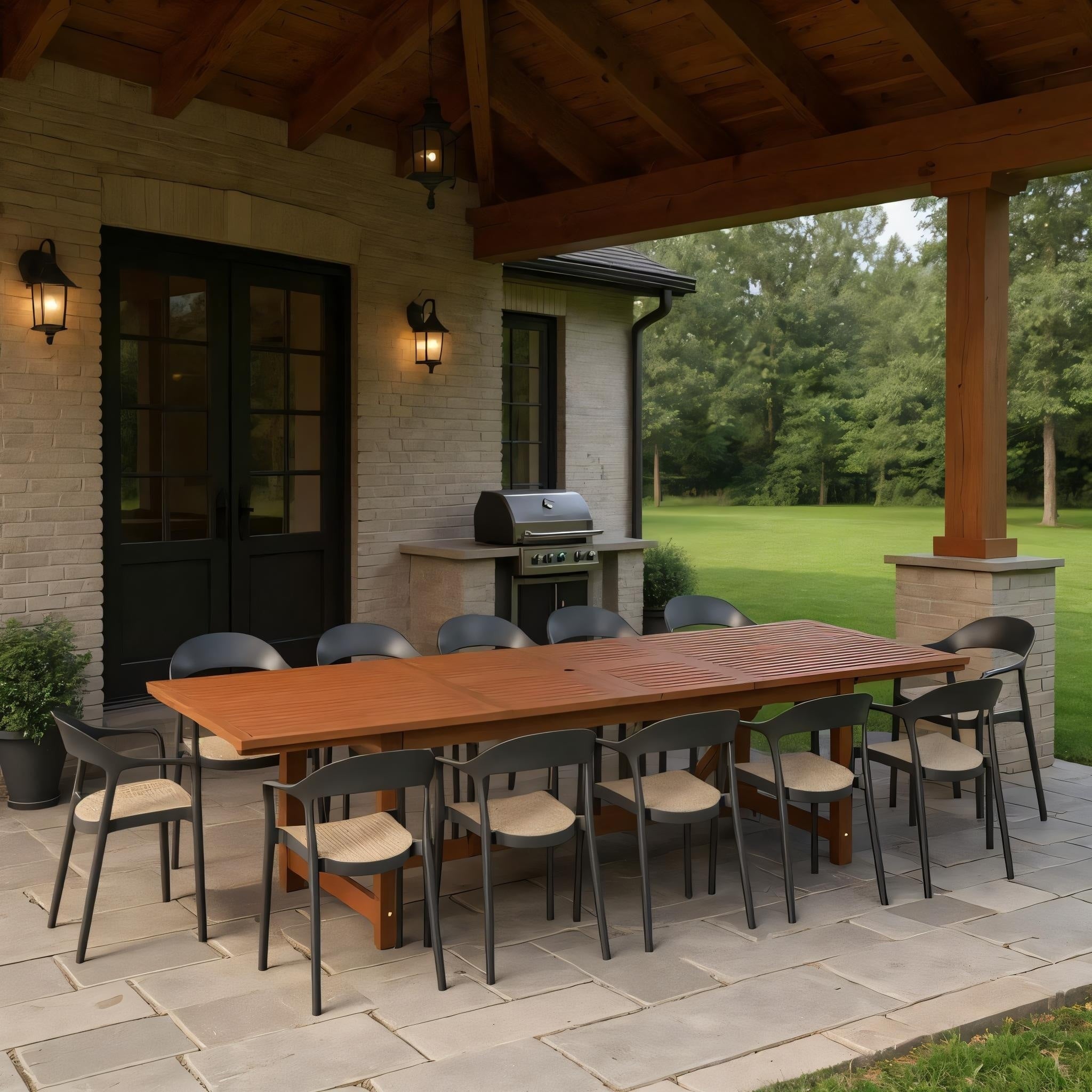 Aris 13 Piece Outdoor Rectangular Extendable Dining Table And Chairs Set