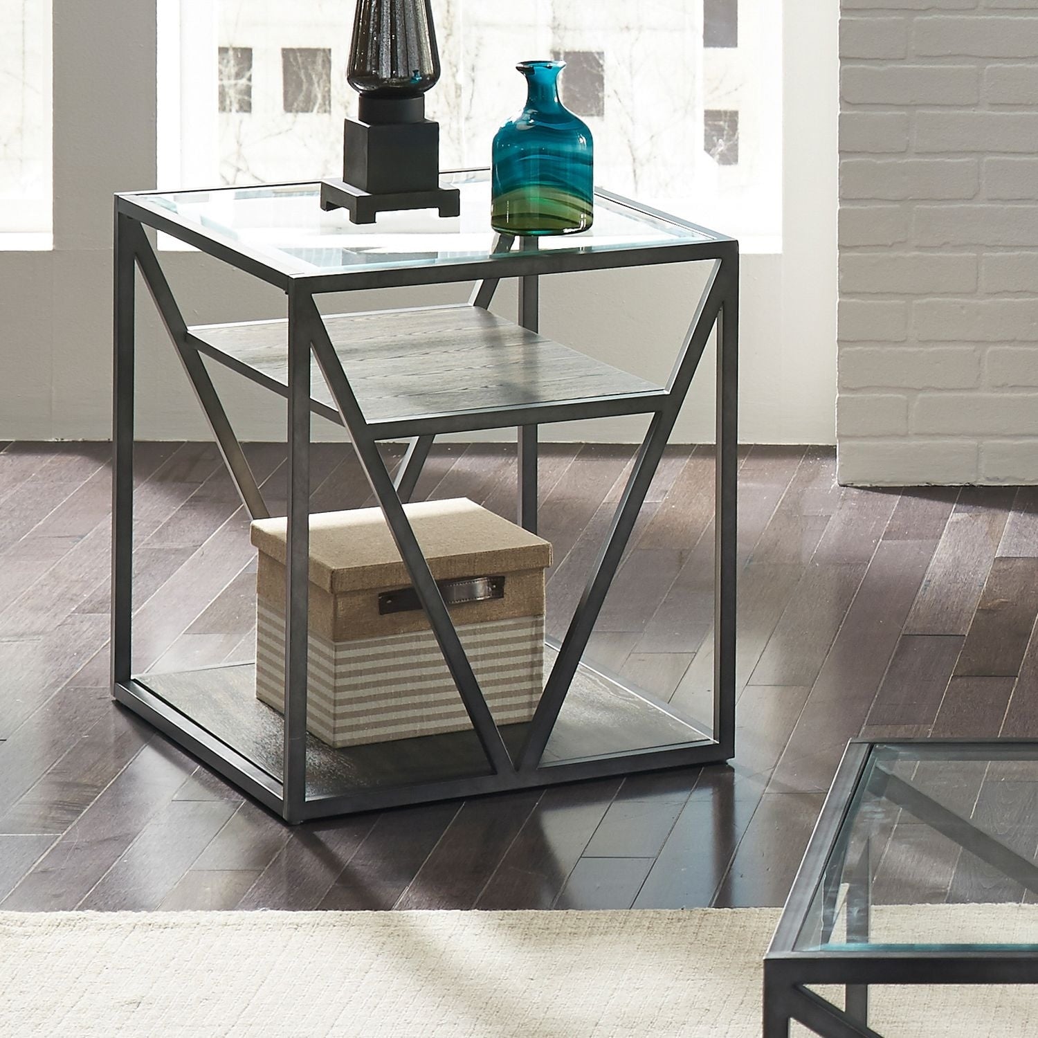 Arista Cobblestone Brown And Grey Dusty Wax End Table