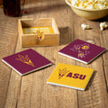 Arizona State University 4 Piece Ceramic Coasters Set With Wood Caddy