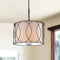 Arke Black Metal And Fabric 3 Light Drum Pendant