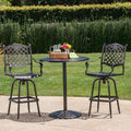 Arlana Outdoor 3 Piece Aluminum Bar Set With Umbrella Hole By Christopher Knight Home