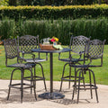 Arlana Outdoor 5 Piece Aluminum Bar Set With Umbrella Hole By Christopher Knight Home