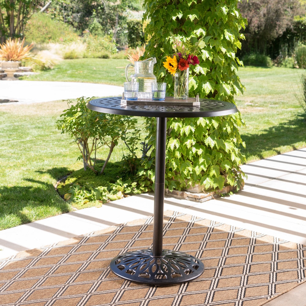 Arlana Outdoor Aluminum Bar Table With Umbrella Hole By Christopher Knight Home