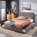 Arlert Grey Linen Upholstered Storage Platform Bed With Channel Headboard By Inspire Q Modern