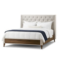 Arlo Beige Fabric Queen Bed With Wings And Button Tufting