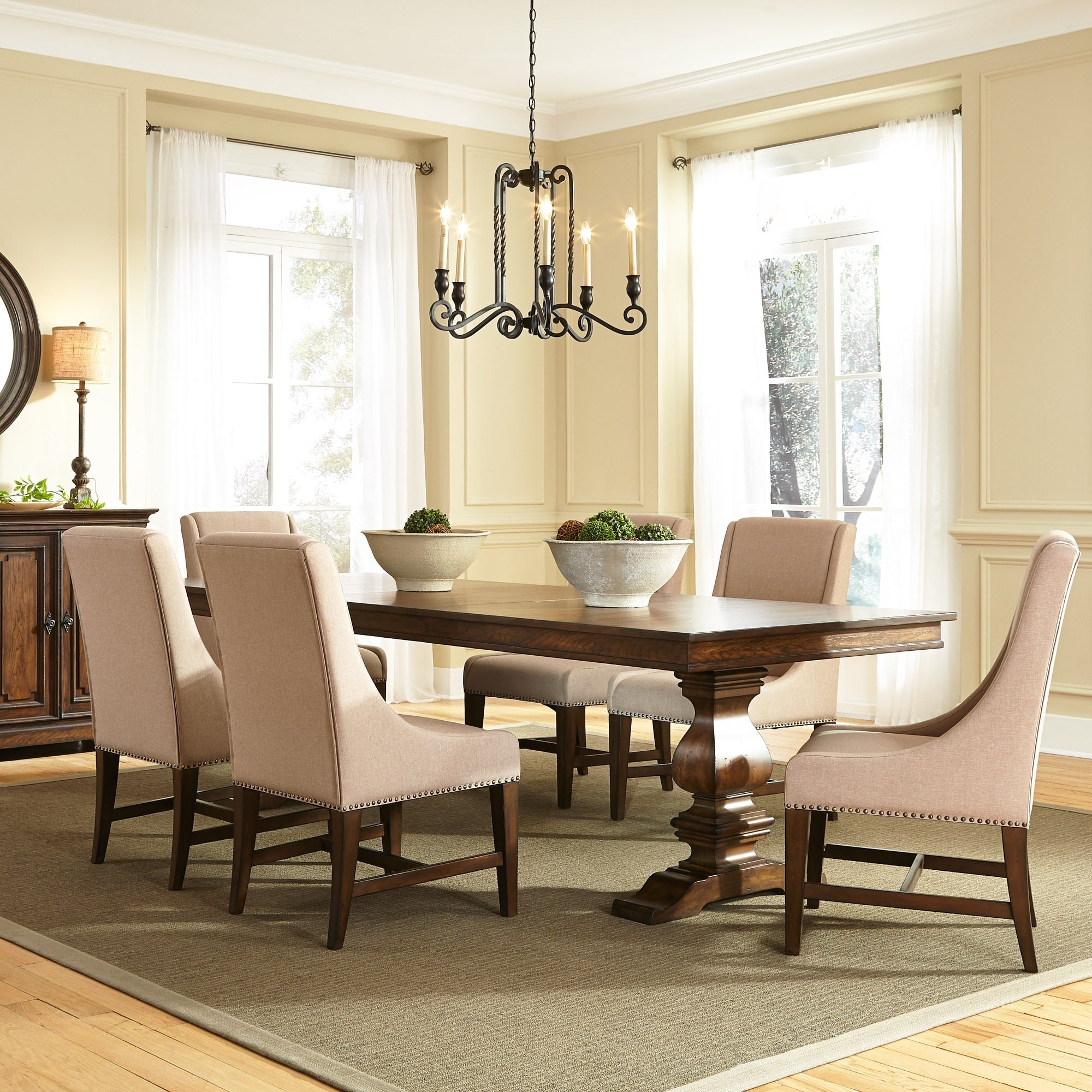 Armand Antique Brownstone Upholstered Trestle Dinette Set