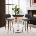 Armen Living Bentley Adjustable Pub Table In Walnut Wood And Chrome Finish