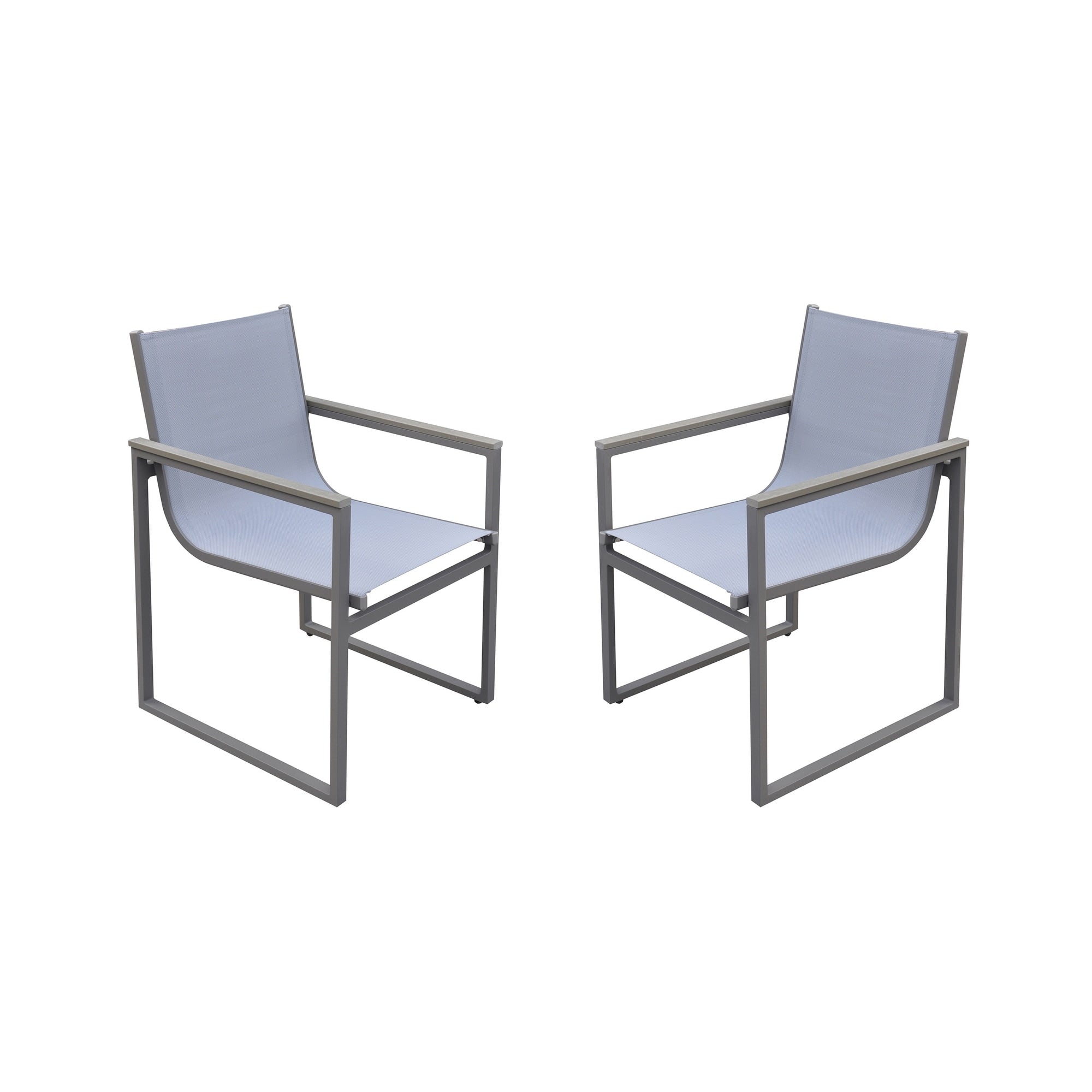 Armen Living Bistro Outdoor Patio Dining Chair In Grey Finish Set Of 2