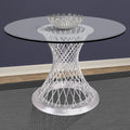 Armen Living Calypso Contemporary Dining Table In Brushed Stainless Steel With Clear Tempered Glass Top Silver