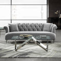 Armen Living Elegance Sofa In Grey Velvet With Acrylic Legs