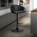 Montego Adjustable Black Faux Leather Swivel Barstool In Black Powder Coated Finish