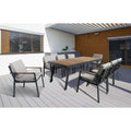 Armen Living Nofi Outdoor Patio Dining Set In Charcoal Finish With Taupe Cushions Table With 8 Chairs