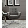 Armen Living Quinn Adjustable Swivel Accent Chair In Chrome And Grey