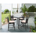 Armen Living Tropez Outdoor Patio Wicker Barstool With Water Resistant Beige Fabric Cushions
