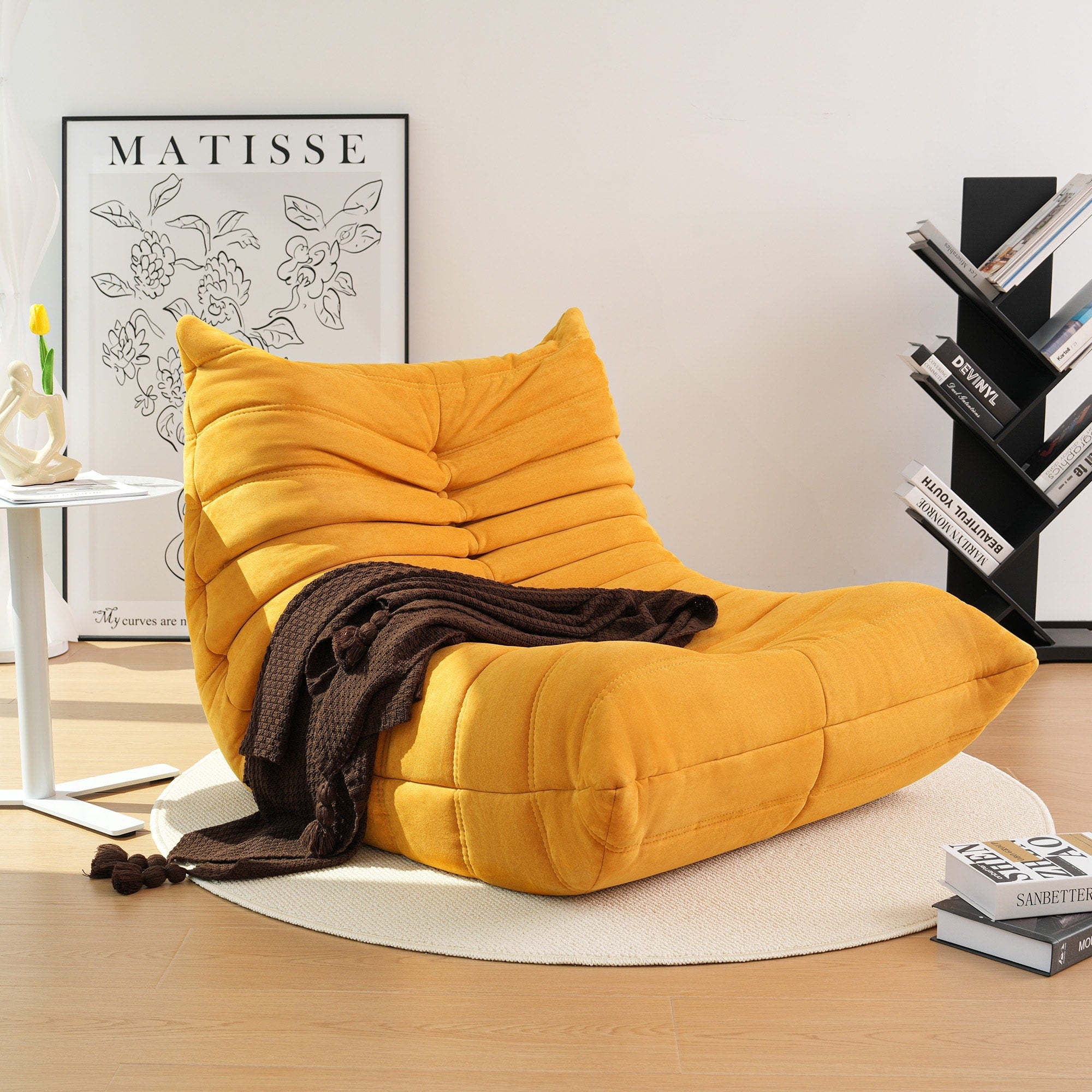 Armless Bean Bag Chair Upgraded Foam Support Soft Upholstered Lounge Seating