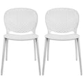 2Xhome Set Of 2 Modern Plastic Armless Stackable Stacking Dining Side Chairs Matte Indoor Outdoor Restaurant Home