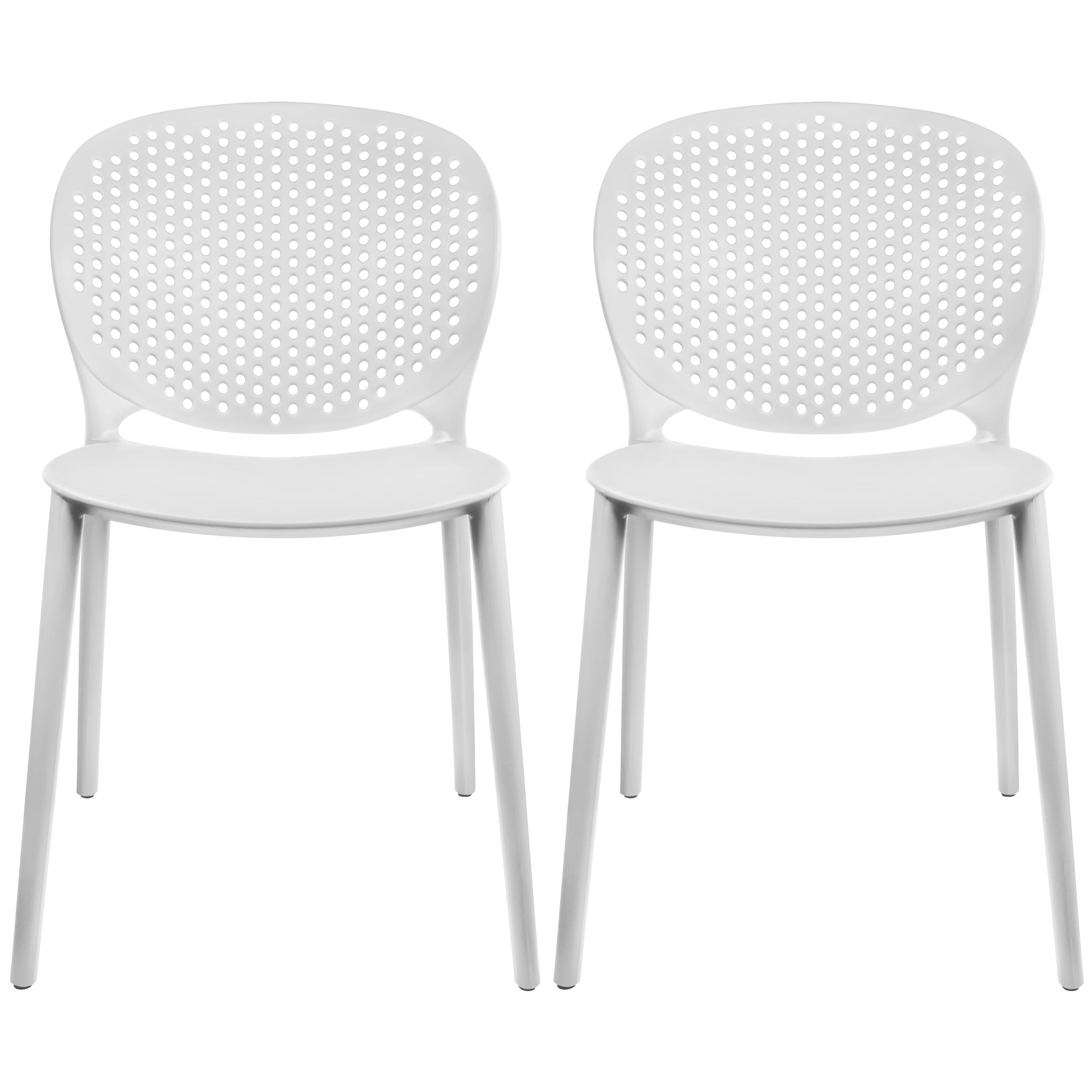 2Xhome Set Of 2 Modern Plastic Armless Stackable Stacking Dining Side Chairs Matte Indoor Outdoor Restaurant Home