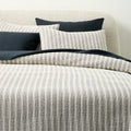 Armona White with Black Jacquard Cotton and Linen King Pillow Shams Set of 2