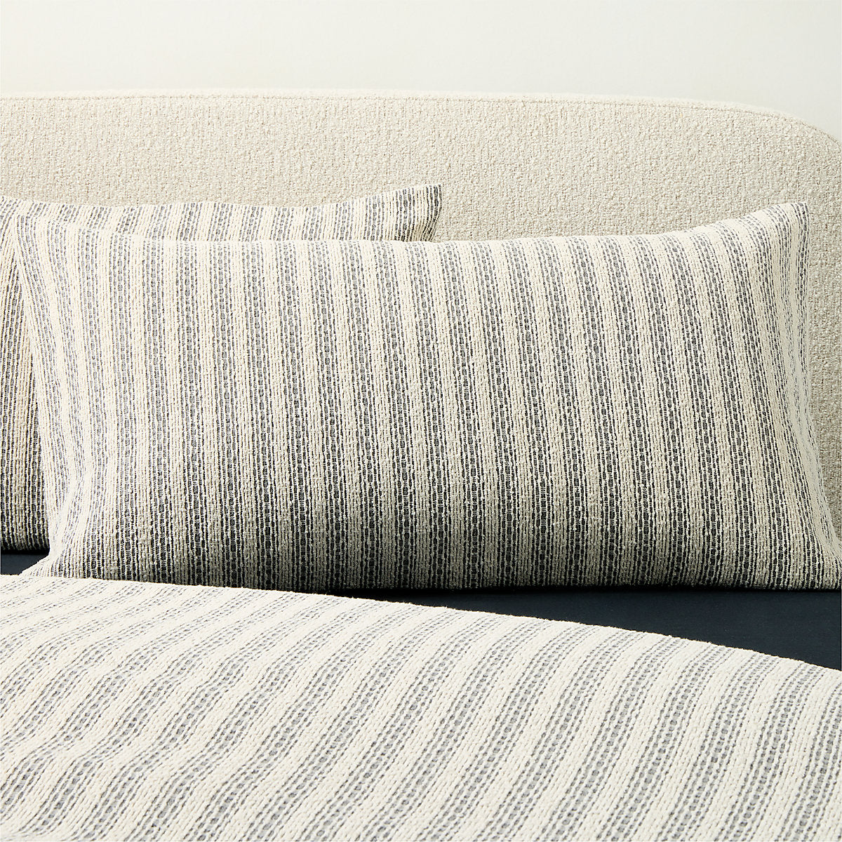 Armona White with Black Jacquard Cotton and Linen Full/Queen Duvet Cover