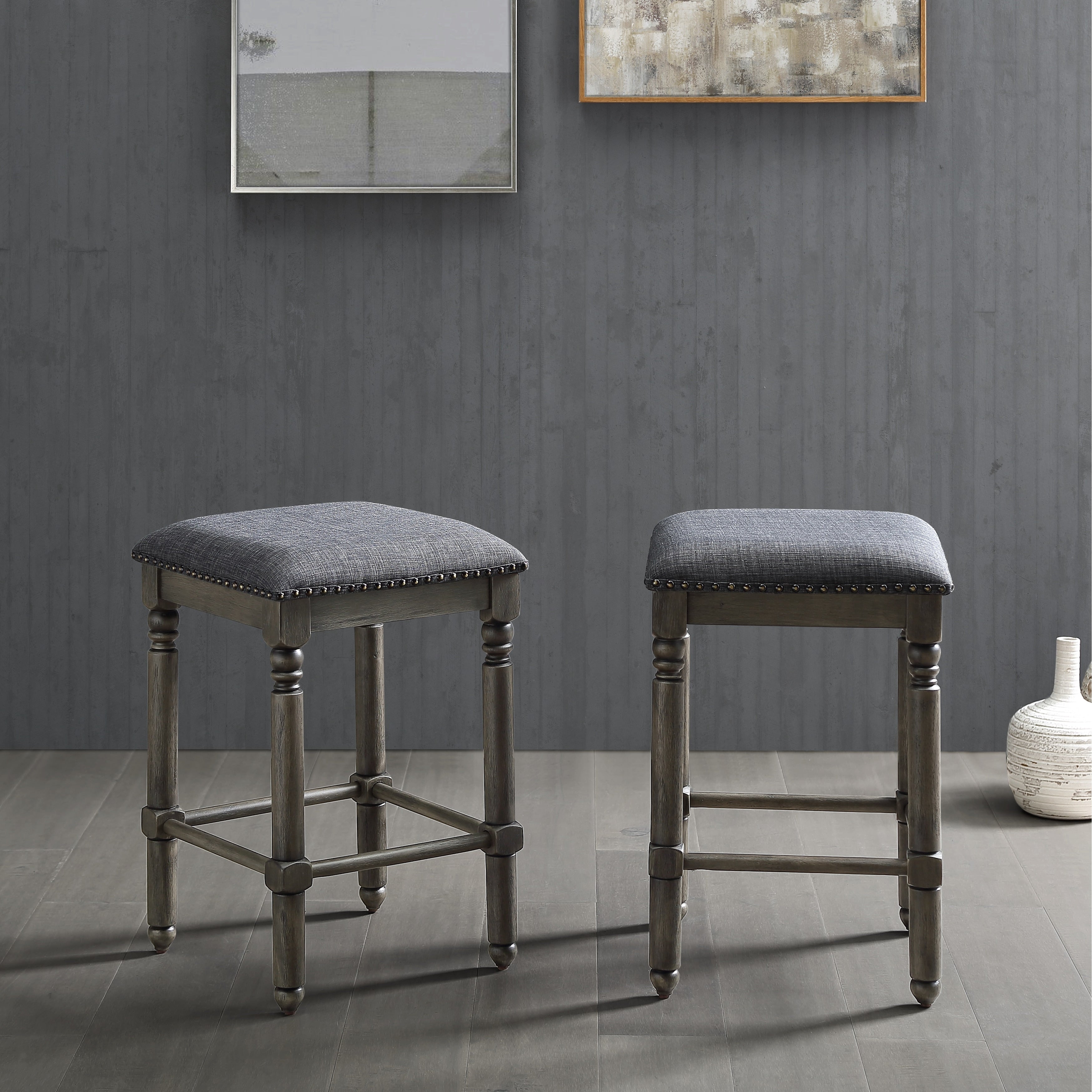 Arnhem Wood Upholstered Swivel Counter Height Stool Set Of 2
