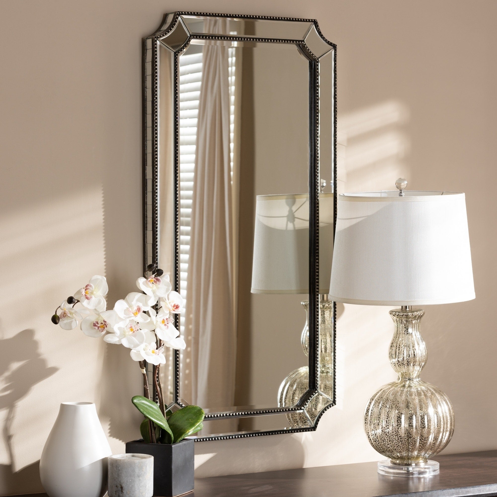 Art Deco Antique Silver Wall Mirror By Baxton Studio Antique Silver