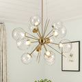 Art Deco Clear Textured Glass Globe Dimmable Led Sputnik Chandelier