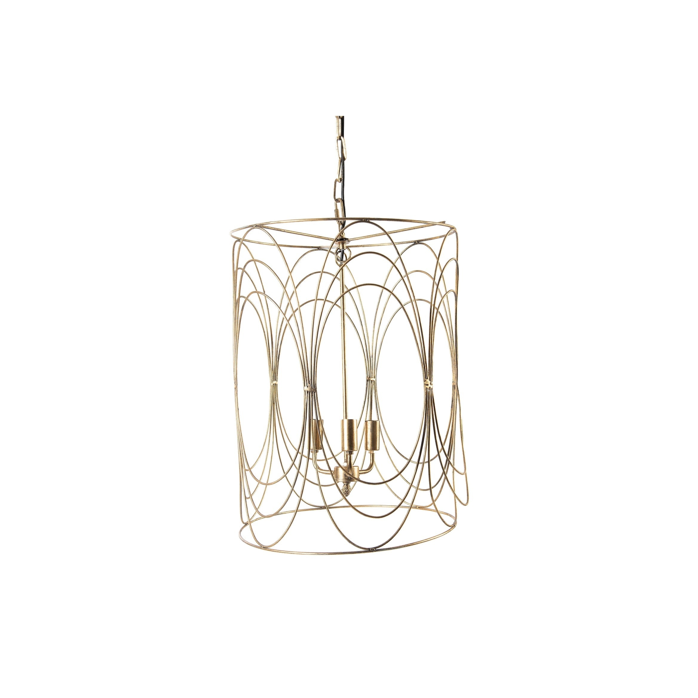 24 Pendant Light With Wire Swirl Distressed Gold