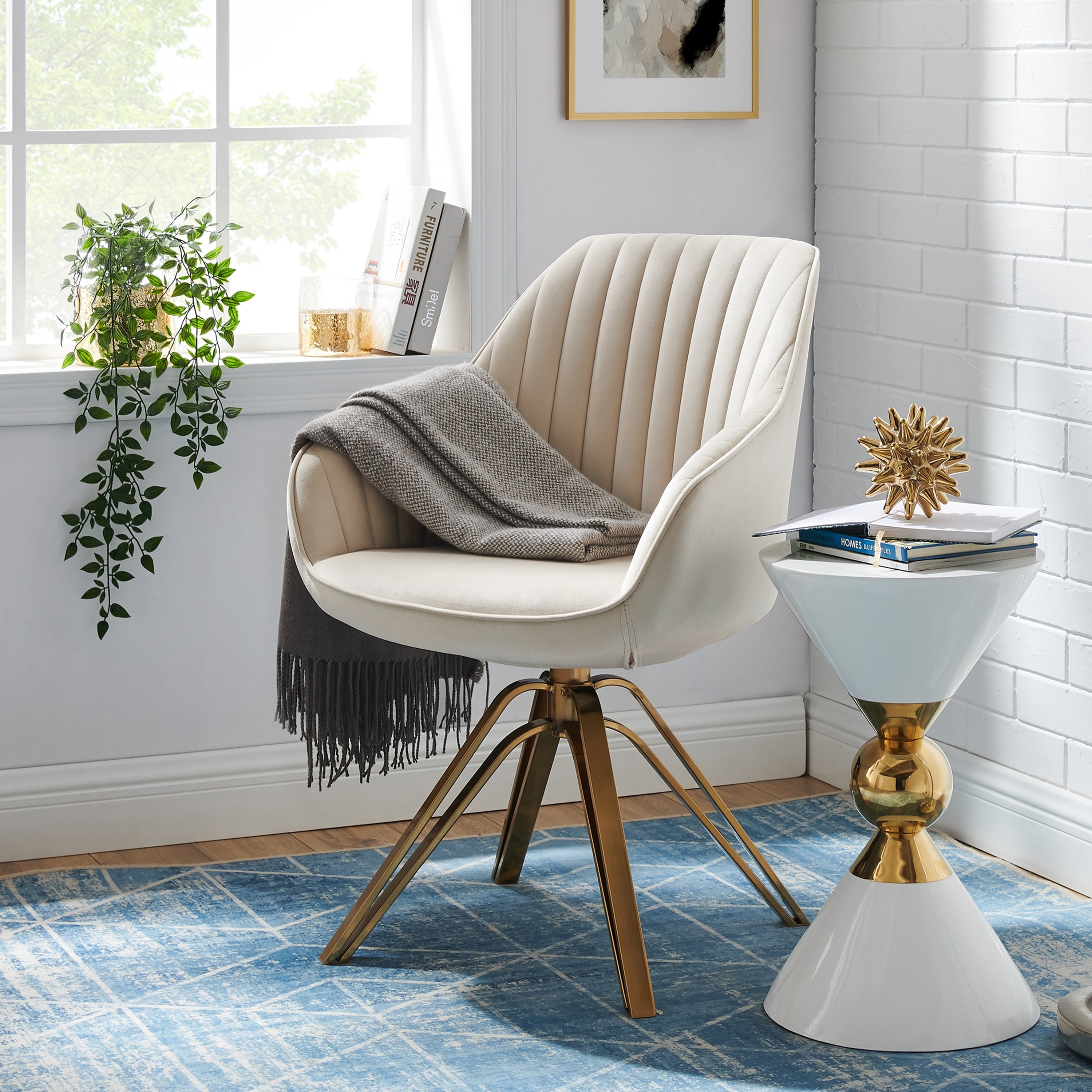 Art Leon Classical Swivel Office Accent Arm Chair With Chrome Legs