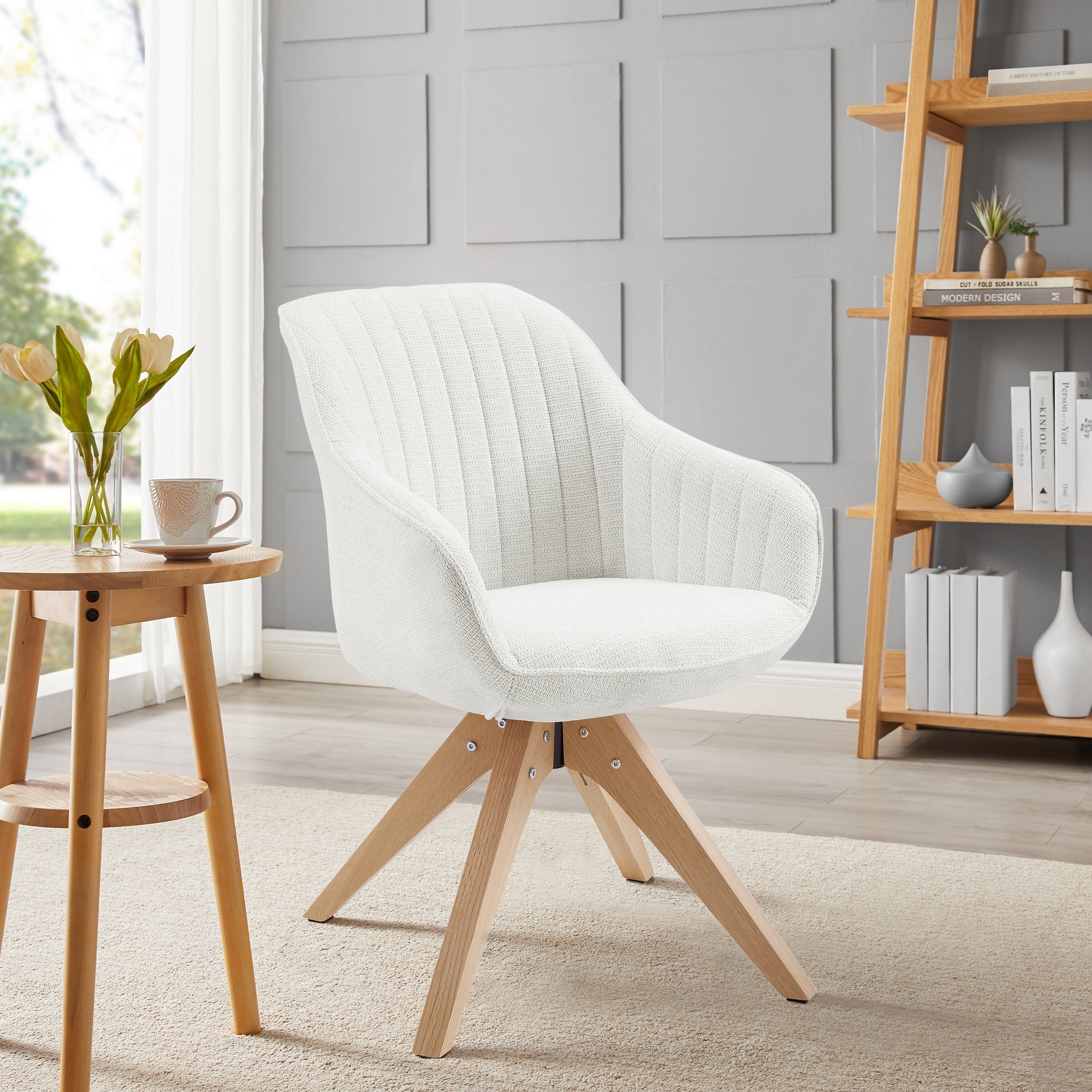 Art Leon Mid Century Modern Swivel Accent Chair With Wood Legs Armchair For Home Office Study Living Room