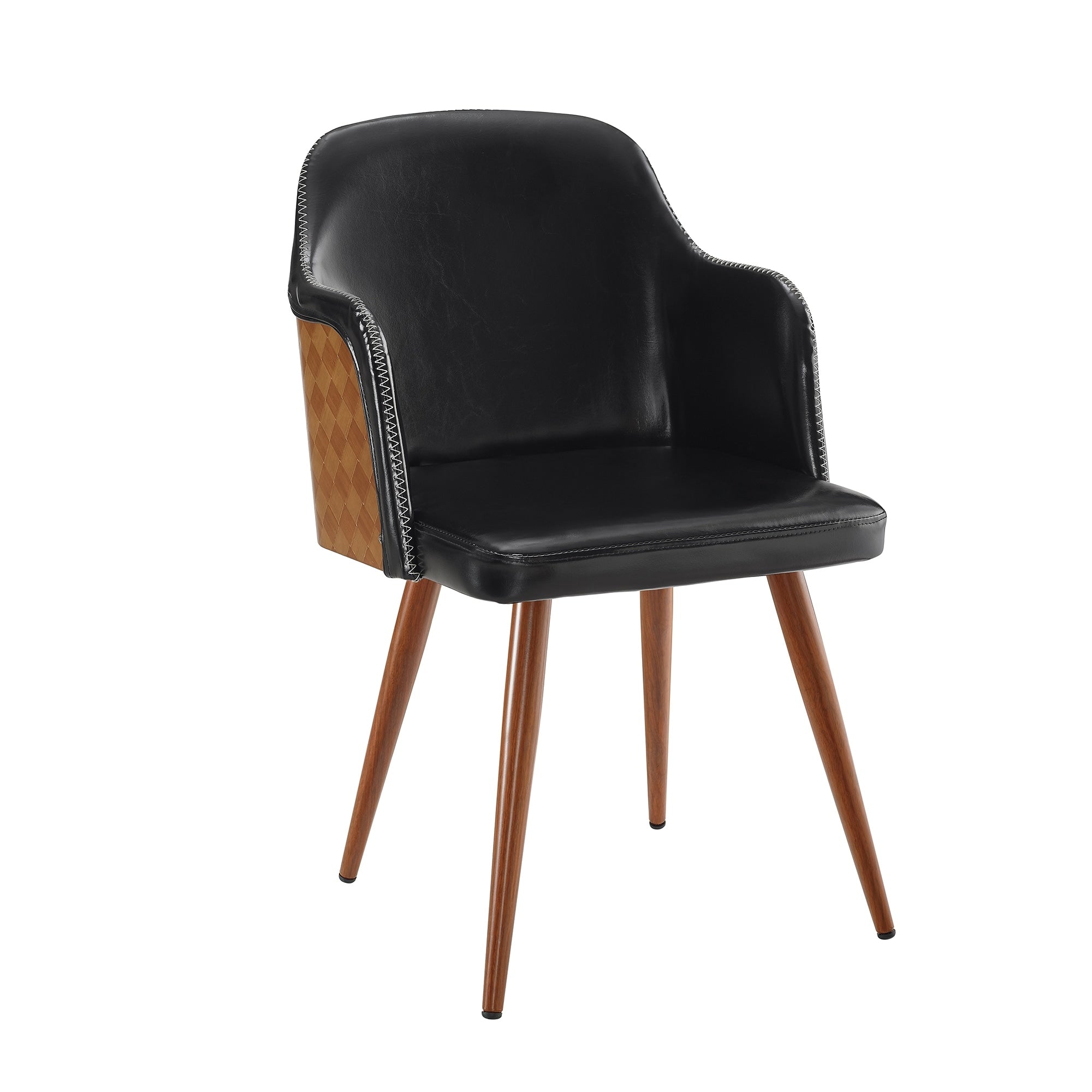 Art Leon Mid Century Faux Leather Accent Arm Chair With Metal Legs
