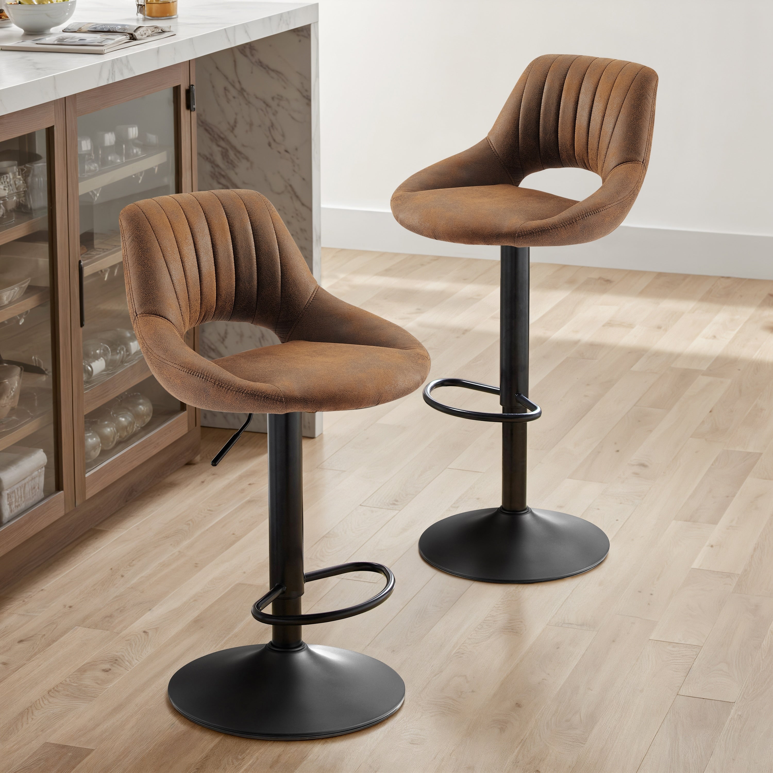 Art Leon Modern Retro Pu Leather Adjustable 360 Swivel Barstools