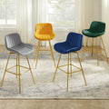 Art Leon Velvet Armless Barstools With Golden Chrome Legs Set Of 2