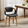 Art Leon Swivel Wood Accent Chair With Faux Leather Upholstery