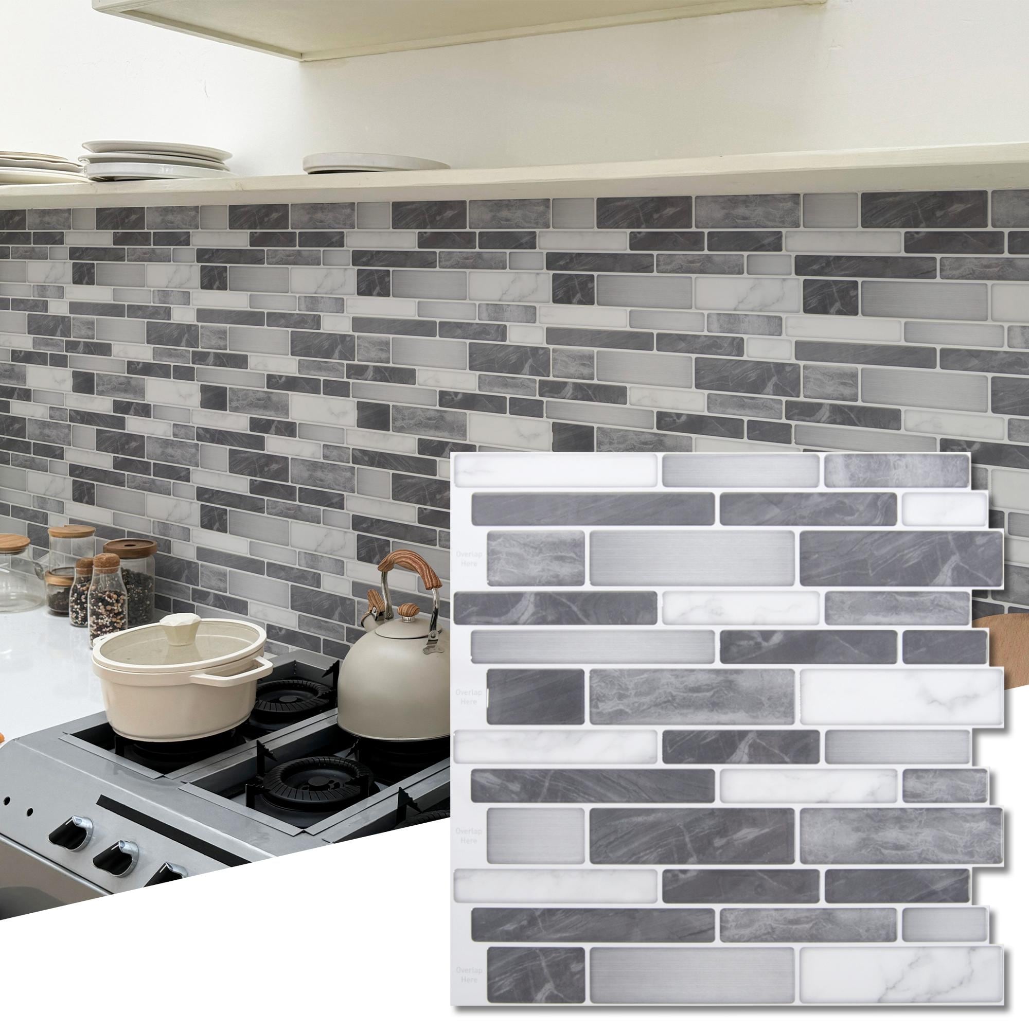 Art3D 12 12 Vinyl Peel And Stick Backsplash Tile 10 Pack Black Marble Mix