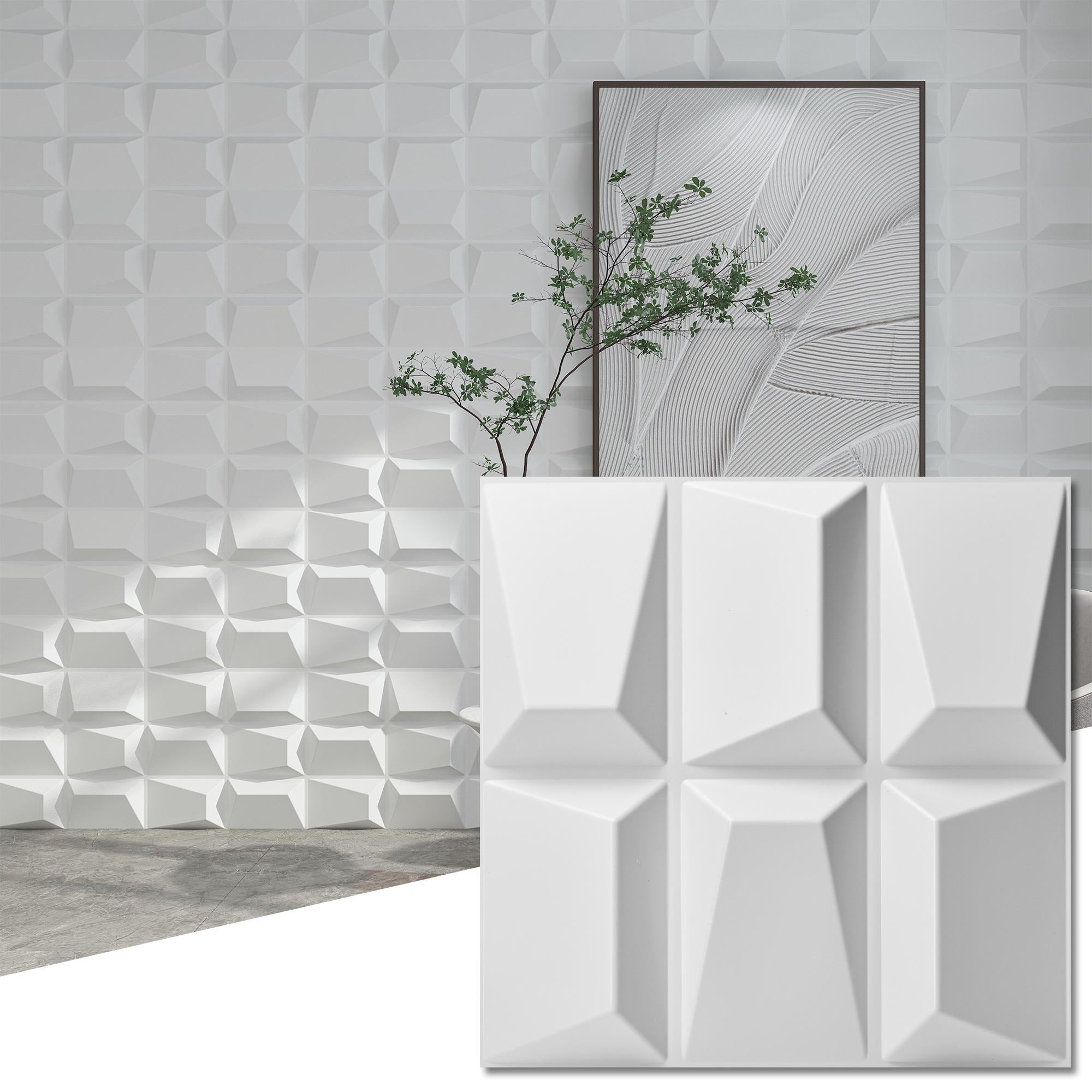 Art3D 12Pcs 3D Pvc Wall Panel Ceiling Tile 32Sq.Ft. 19.7 X19.7