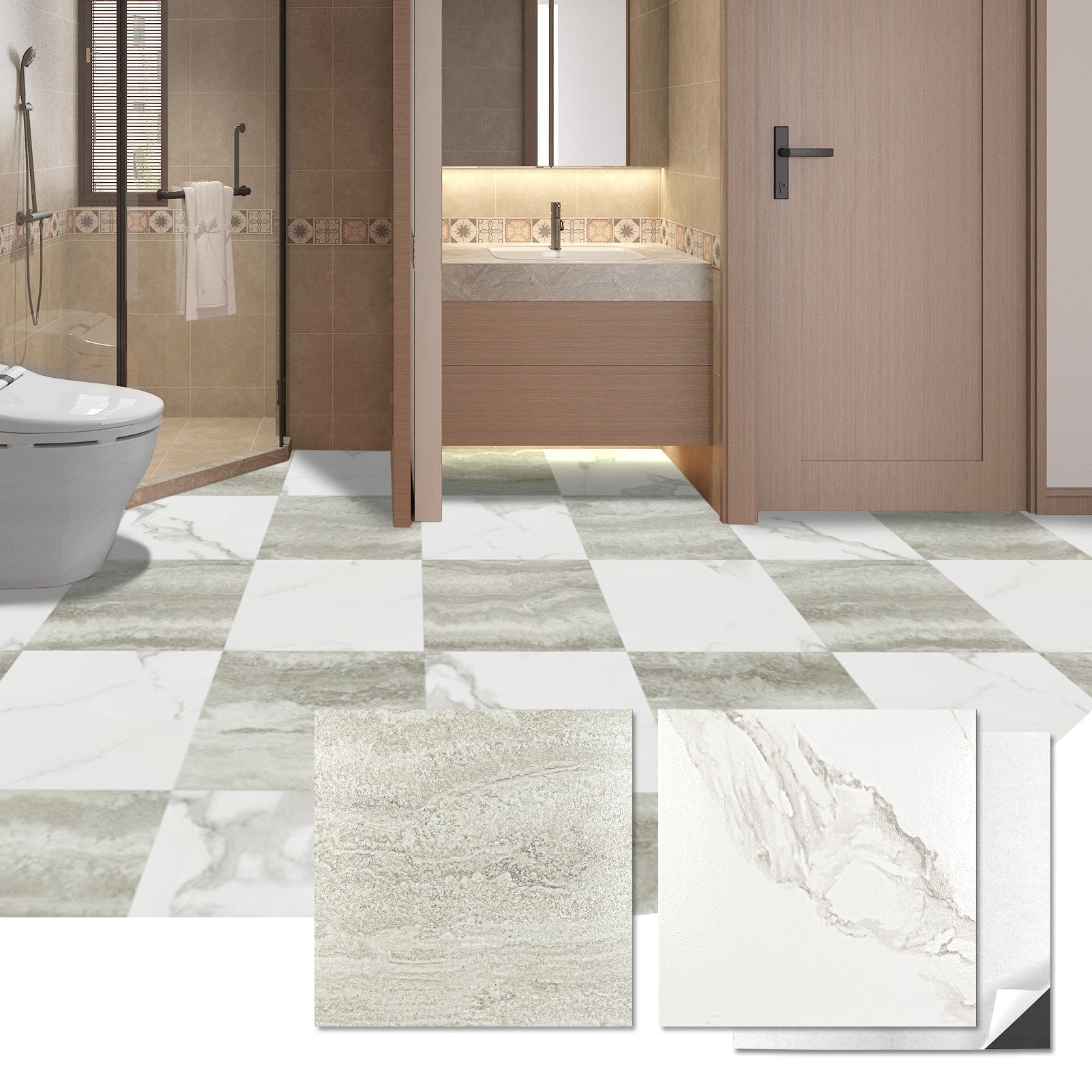Art3D 30Sheets Peel Stick Vinyl Flooring Tile Beige 12 X12