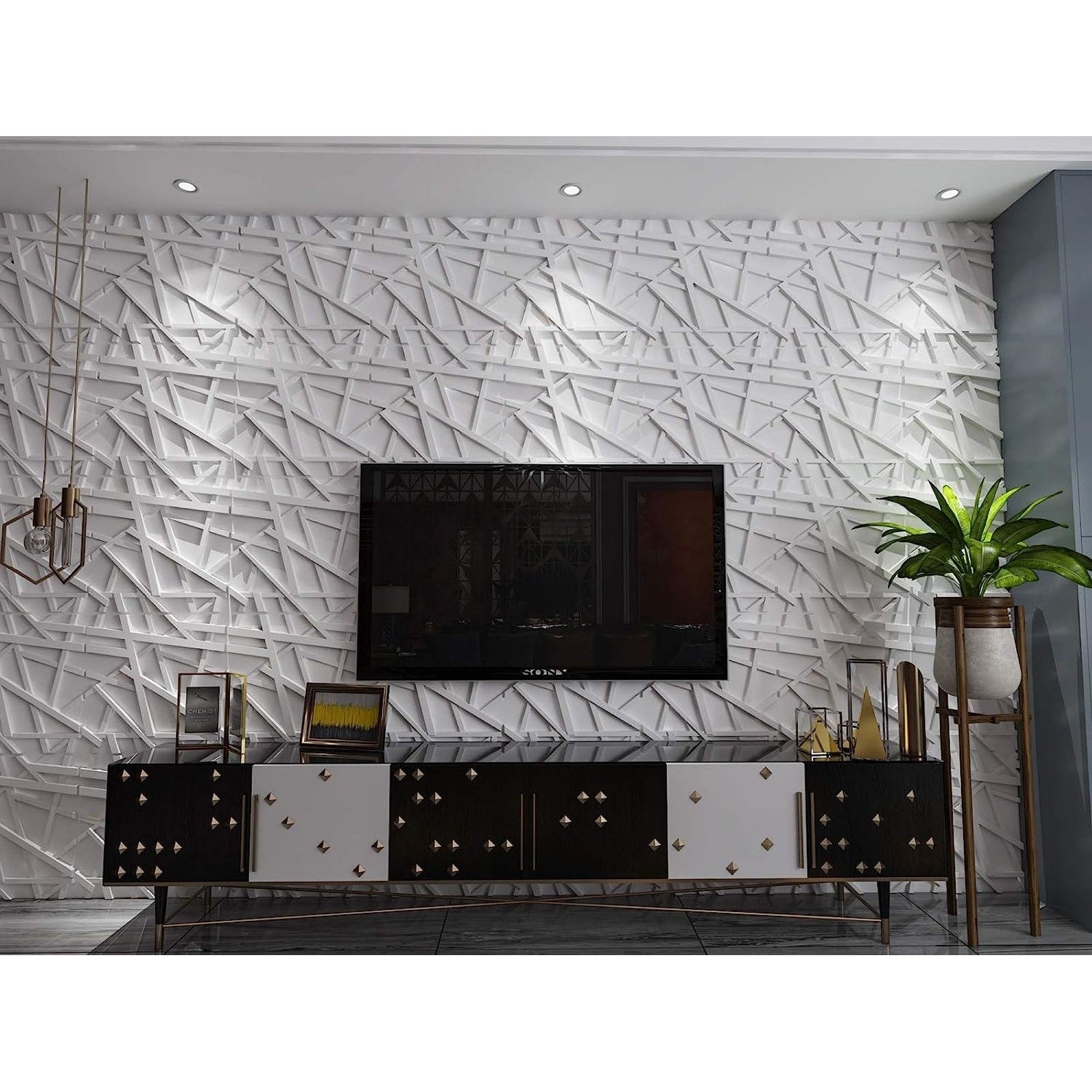 Art3D 3D Wall Panels Pvc Crossing Lines Design 32 Sq.Ft