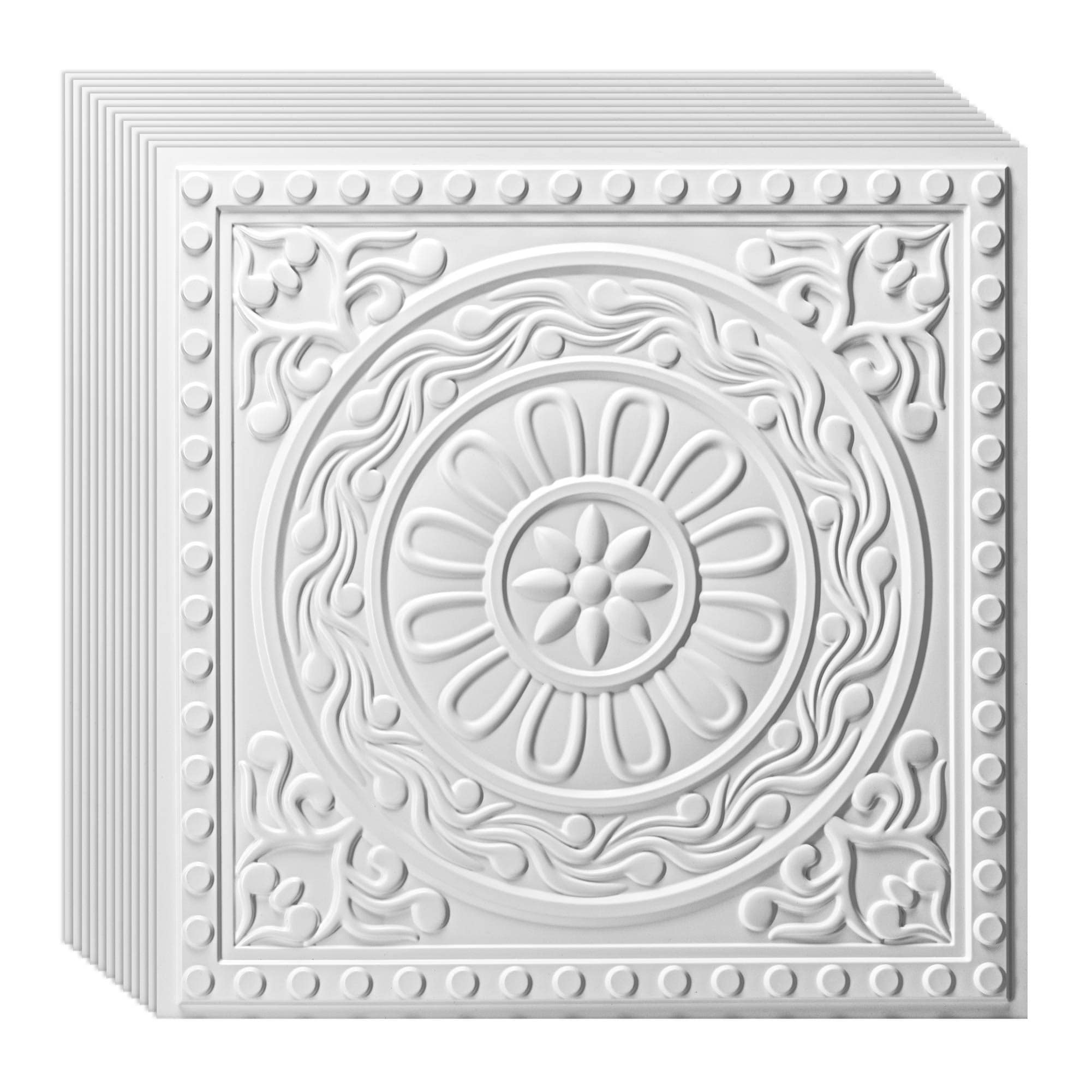 Art3D Pvc 3D Raised Carved Floral Ceiling Wall Panels 24 X24