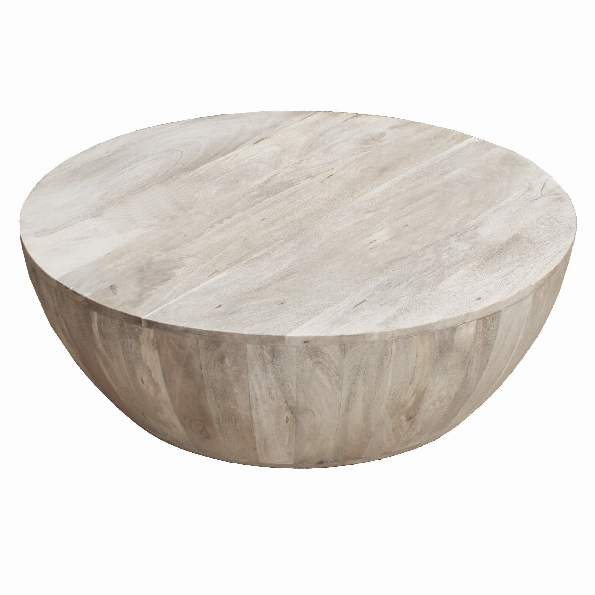 Mango Wood Coffee Table In Round Shape Light Brown