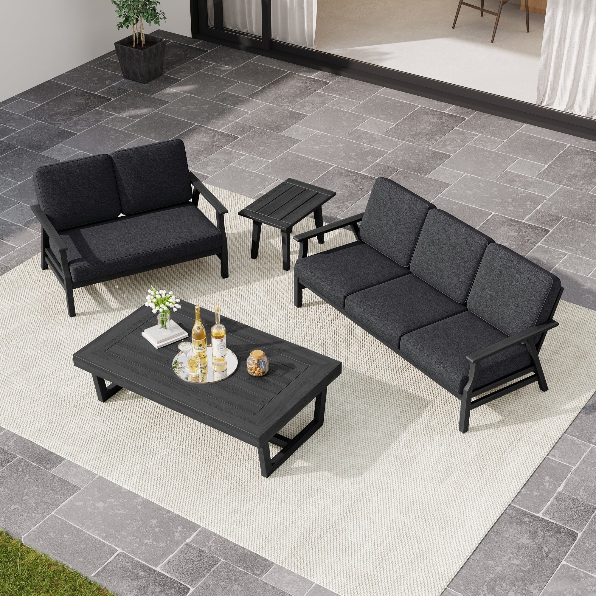 Arthur 4 Piece Teak Wood Patio Conversation Set