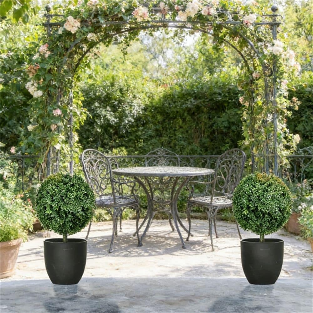 Artificial Boxwood Set Of 2 Spherical Poplar Trees