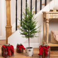 Artificial Cedar Christmas Tree In Birch Pot 38 Unlit