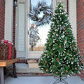 Artificial Christmas Tree 6 7 Foot Flocked Snow Trees Pine Cone Decoration Unlit