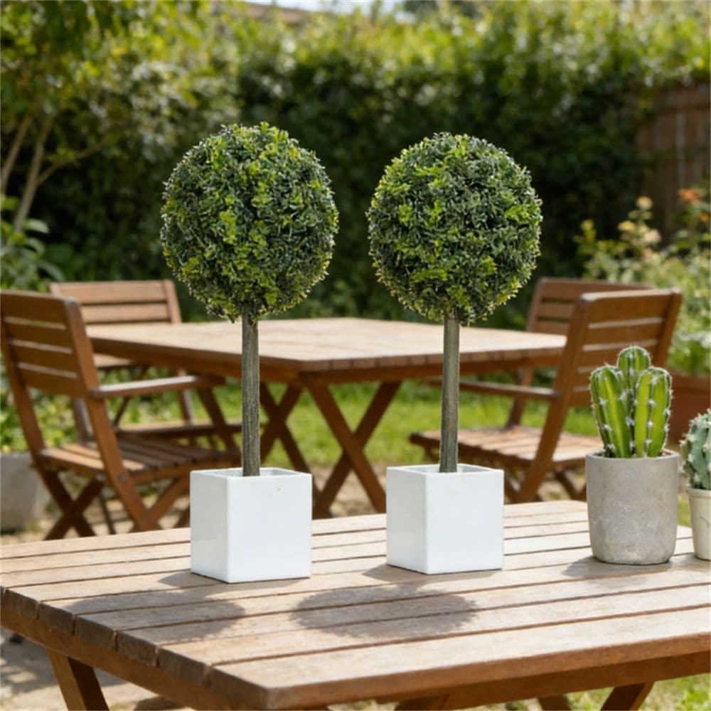 Artificial Plant Set 2 Pieces Pruning Balls Used For Home Or Office Decoration Green