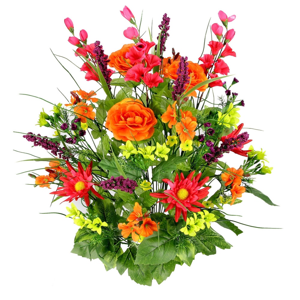 Admired By Nature Artificial Silk Dahlia Morning Glory And Ranunculus 30 Stem Mixed Bush Plant