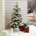 Pre Lit Clear Led 3Ft Porch Artificial Flocked Christmas Tree With Base